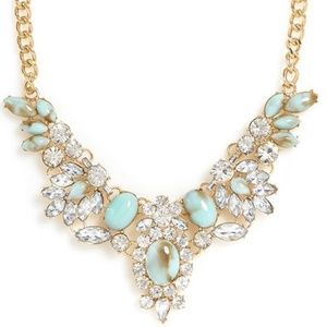 BaubleBar 'FanBib' Blue, Crystal, faux Gold necklace